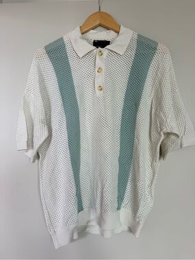 ASOS White Polo with Mint Green Vertical Panels